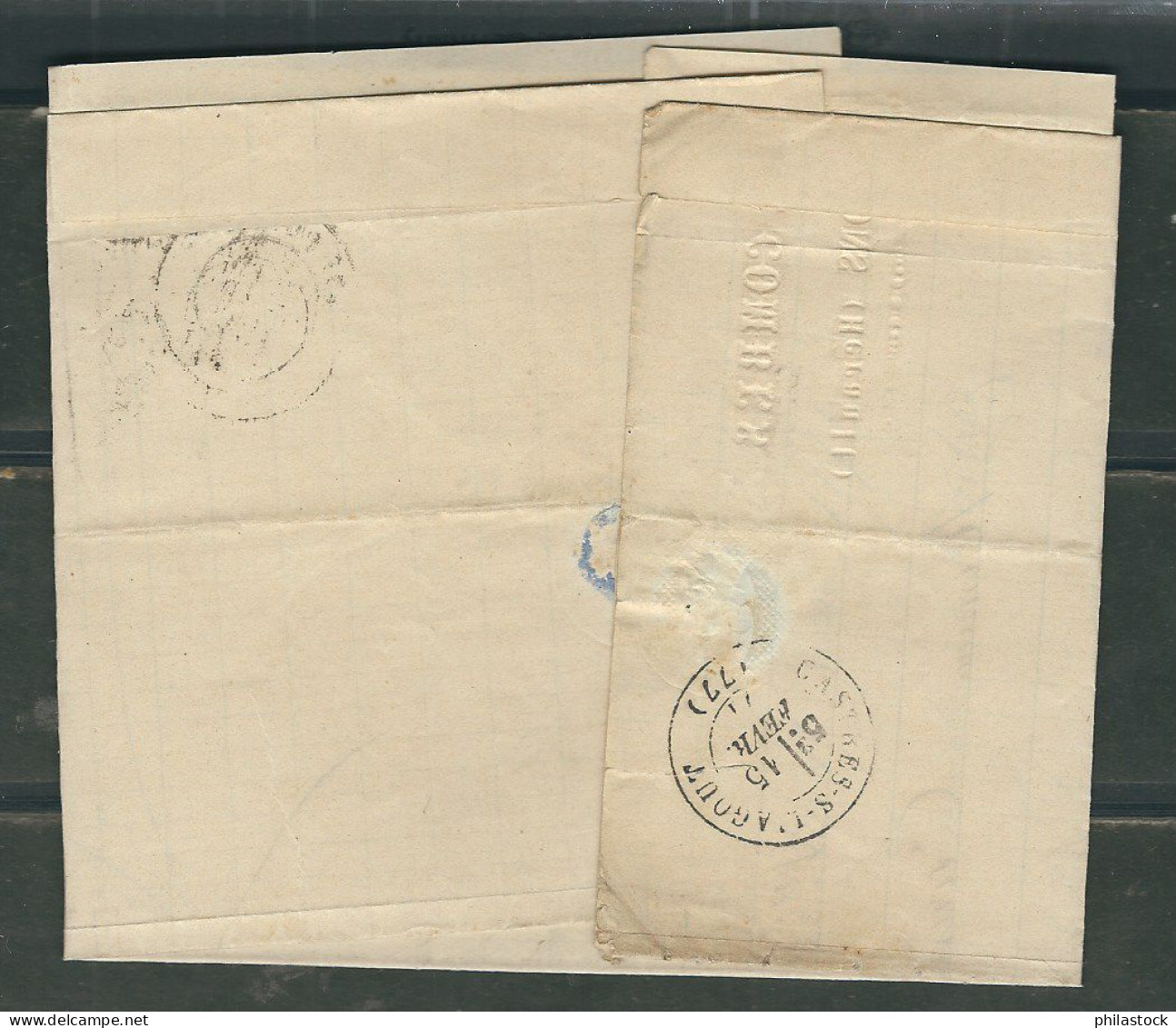 FRANCE 1871 N° 45 (pli) Obl. S/Lettre GC 412 Bedarieux Pour Castres - 1870 Emission De Bordeaux