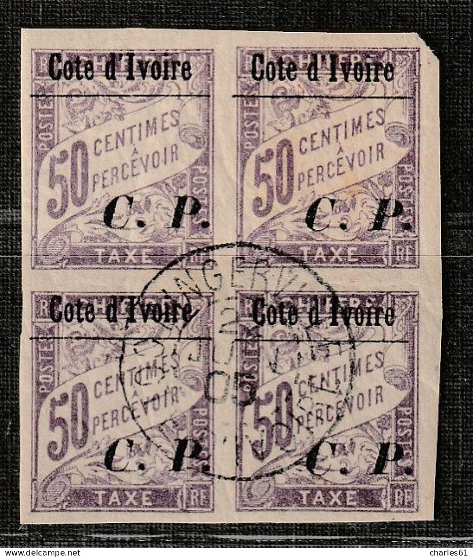 COTE D'IVOIRE - COLIS POSTAUX : N°14 En Bloc De 4 Obl (1904) 50c Lilas - Used Stamps