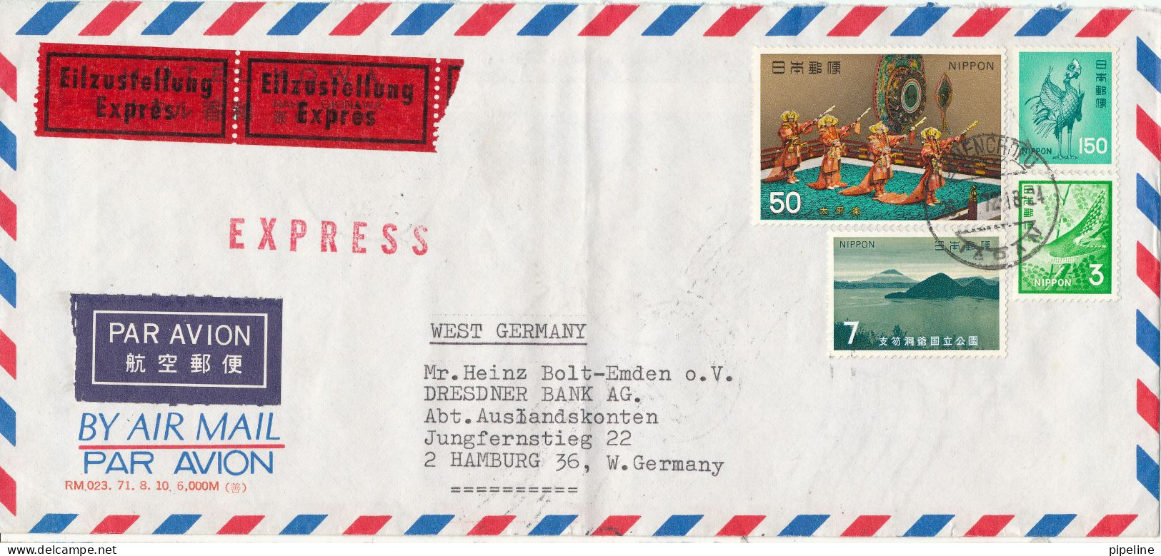 Japan Air Mail Cover Sent Express To Germany 26-2-1972 With More Topic Stamps Folded Cover - Corréo Aéreo