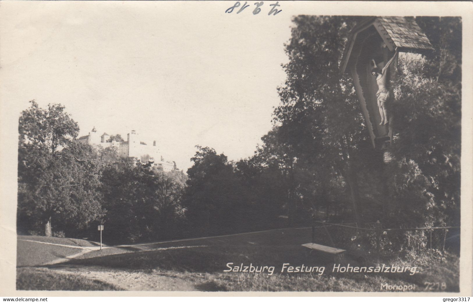 E5032) SALZBURG - Festung HOHENSALZBURG Mit Holzkreuz Im Vordergrund U. Park ALT ! - Salzburg Stadt