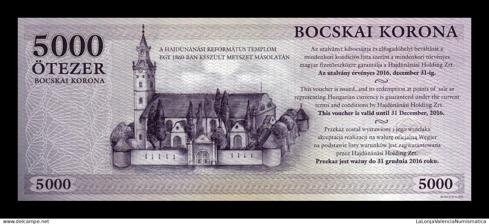 Hungría Hungary Set 6 banknotes 500 1000 2000 5000 10000 20000 Korona Hajdúnánás 2012 Sc Unc