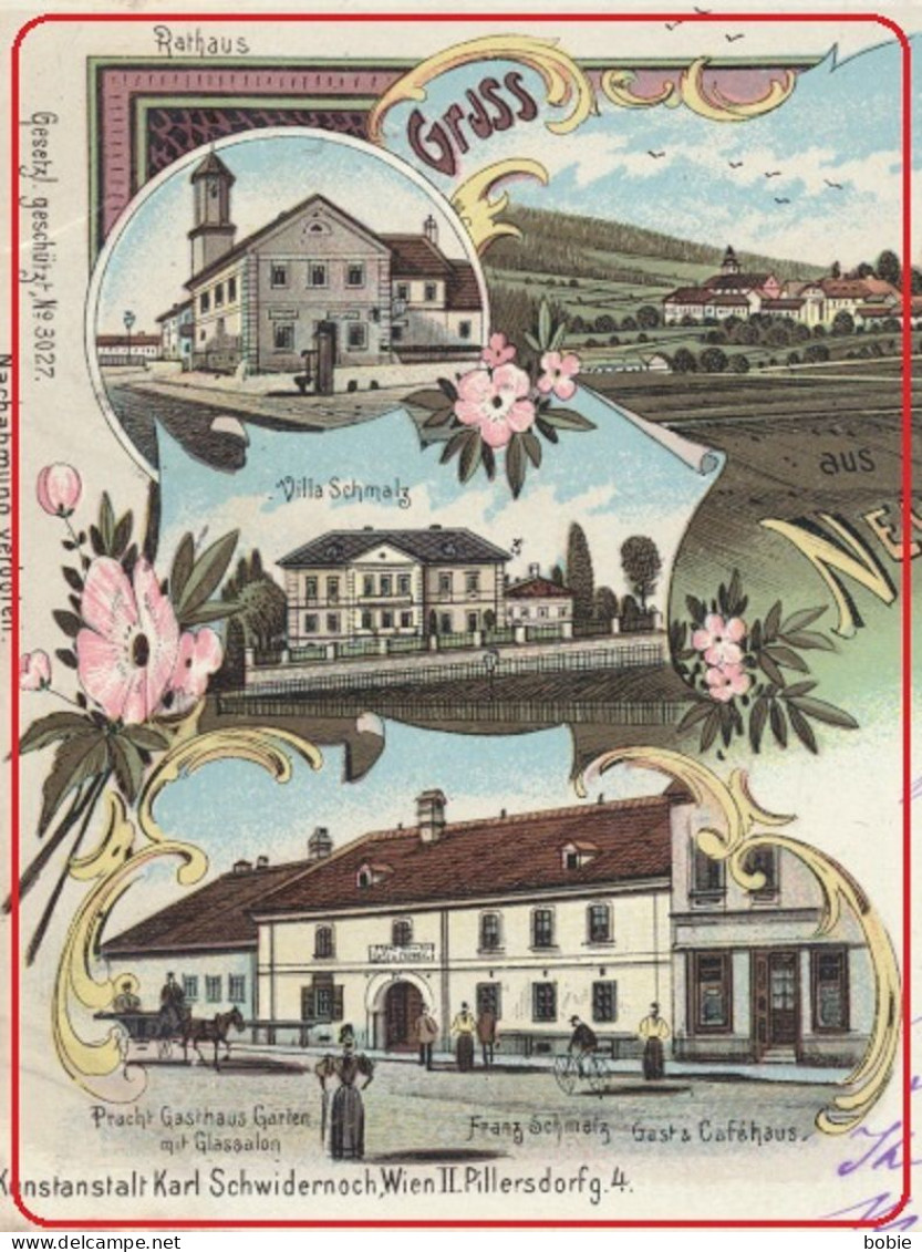 Neulengbach Österreich Autriche - Litho 4 Blick : Westbahn - Bahnhof - Villa Schmatz - Gasthaus Im 1900. - Neulengbach