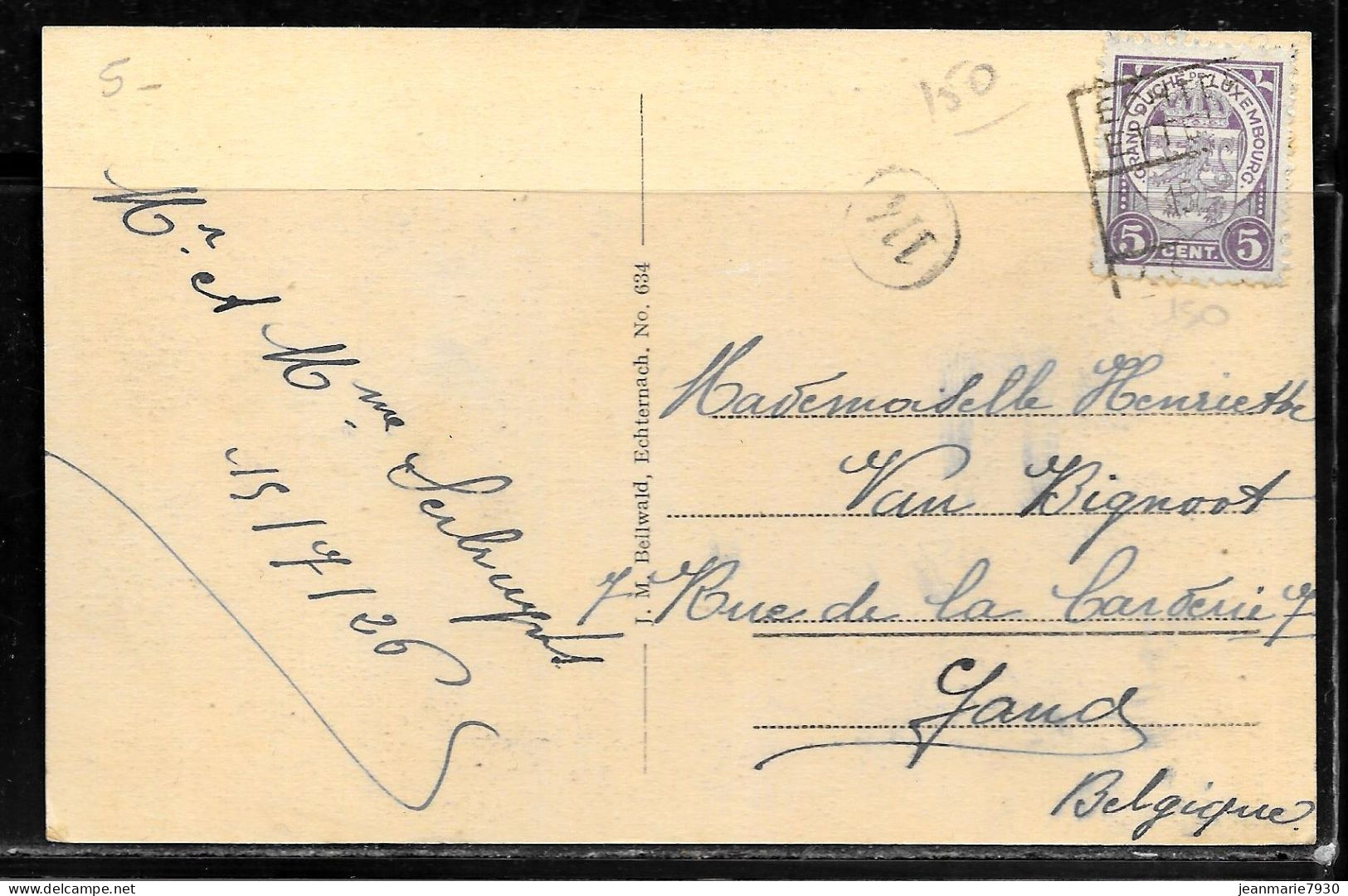 N202 - LUXEMBOURG - CP DU 15/07/1926 POUR GAND BELGIQUE - Lettres & Documents