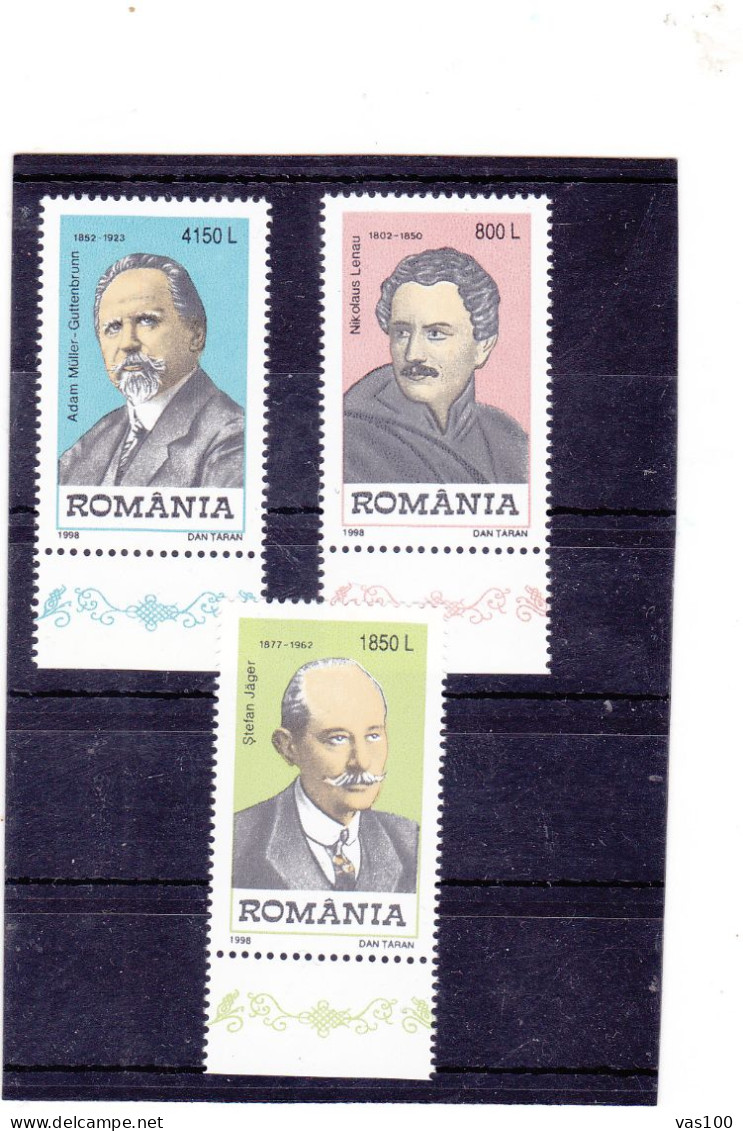 GERMAN PERSONALITIES, FAMOUS PEOPLE, 1998, Mi 5342/44, MNH**, ROMANIA - Unused Stamps