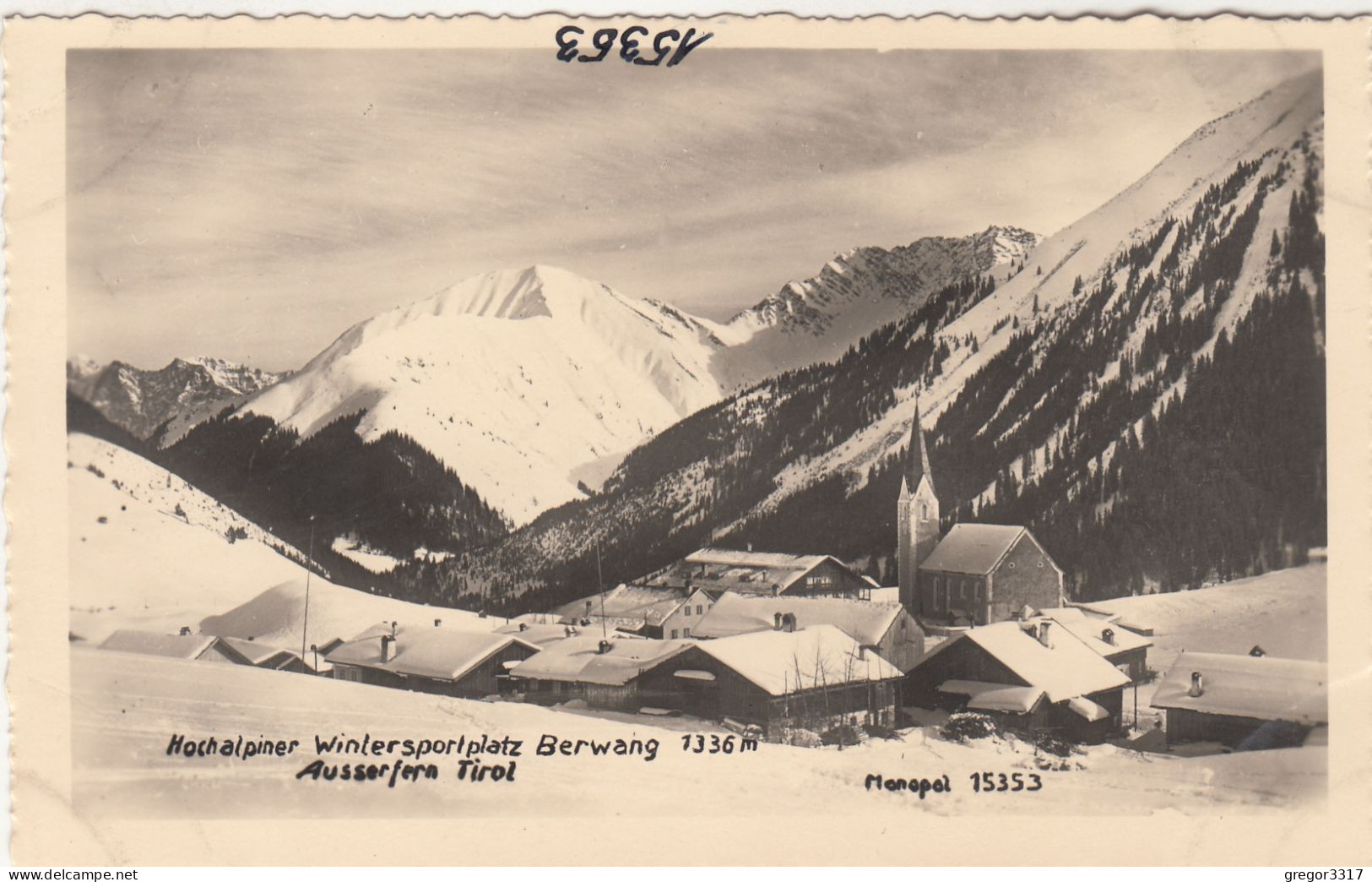 E5041) BERWANG - Ausserfern Tirol - S/W FOTO AK Verschneite Dächer Häuser Kirche - Berwang