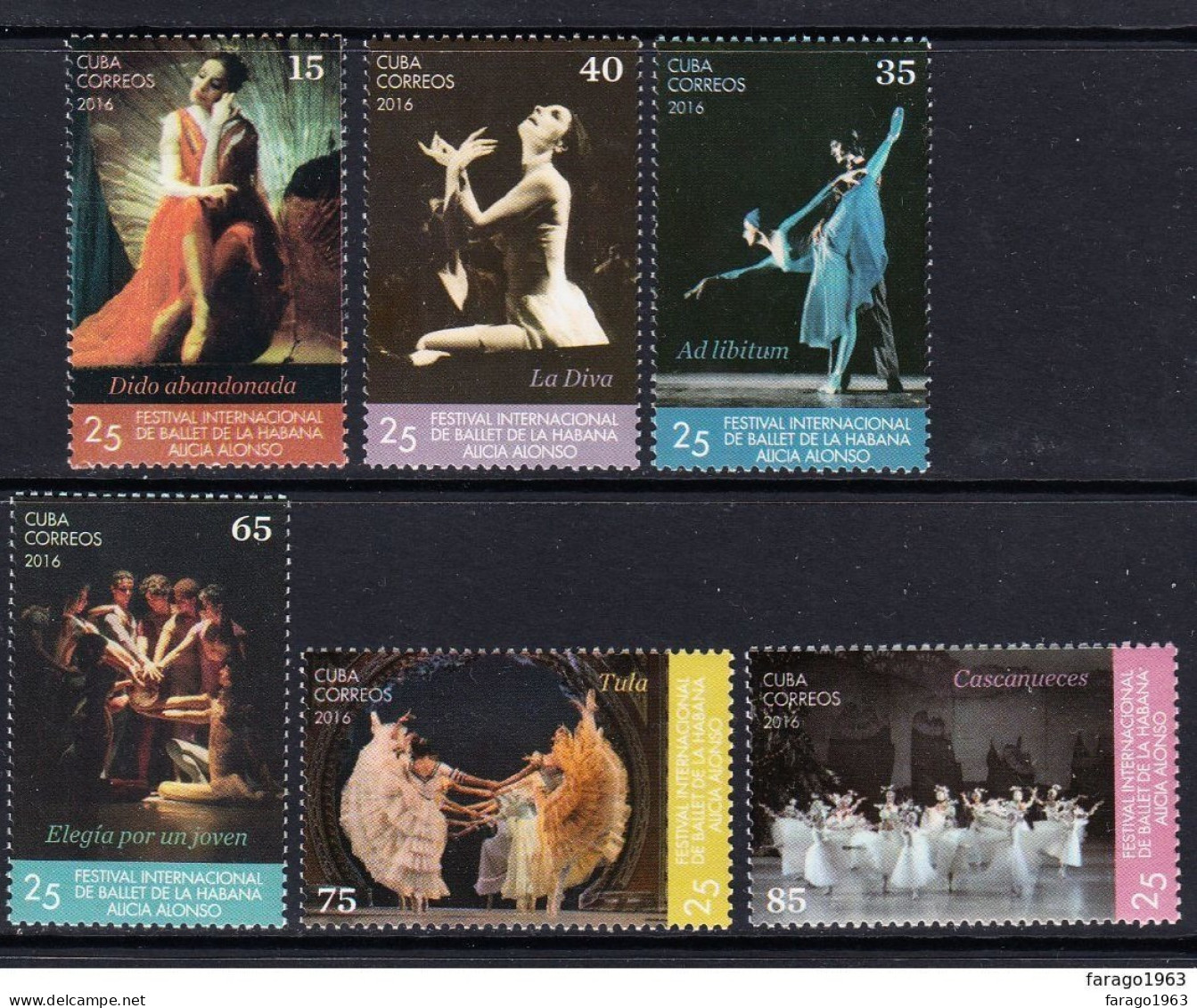 2016 Cuba Ballet Dance  Complete Set Of 6  MNH - Ongebruikt