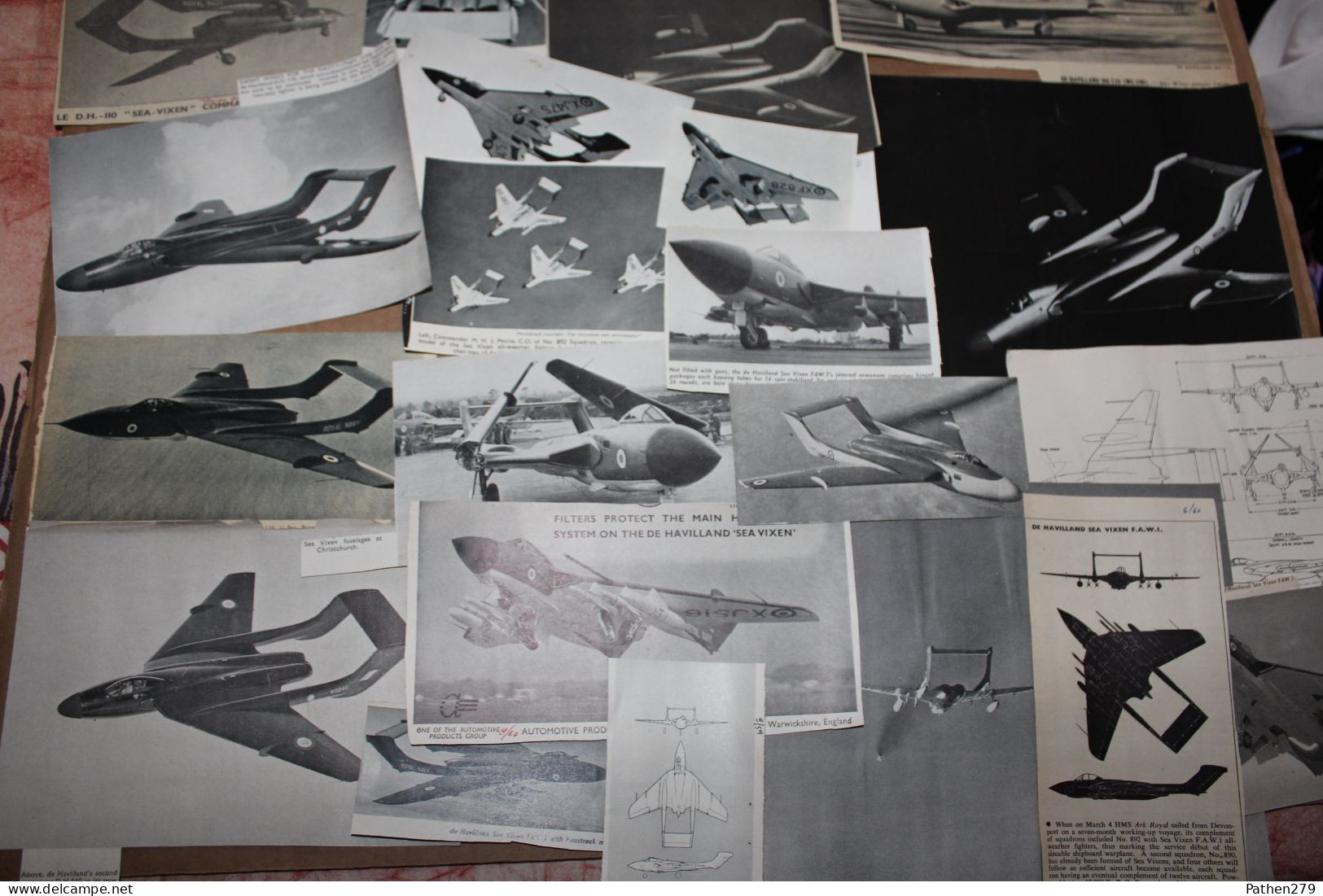 Lot De 330g D'anciennes Coupures De Presse Et Photos De L'aéronef Britannique De Havilland DH-110 "Sea Vixen" - Aviazione