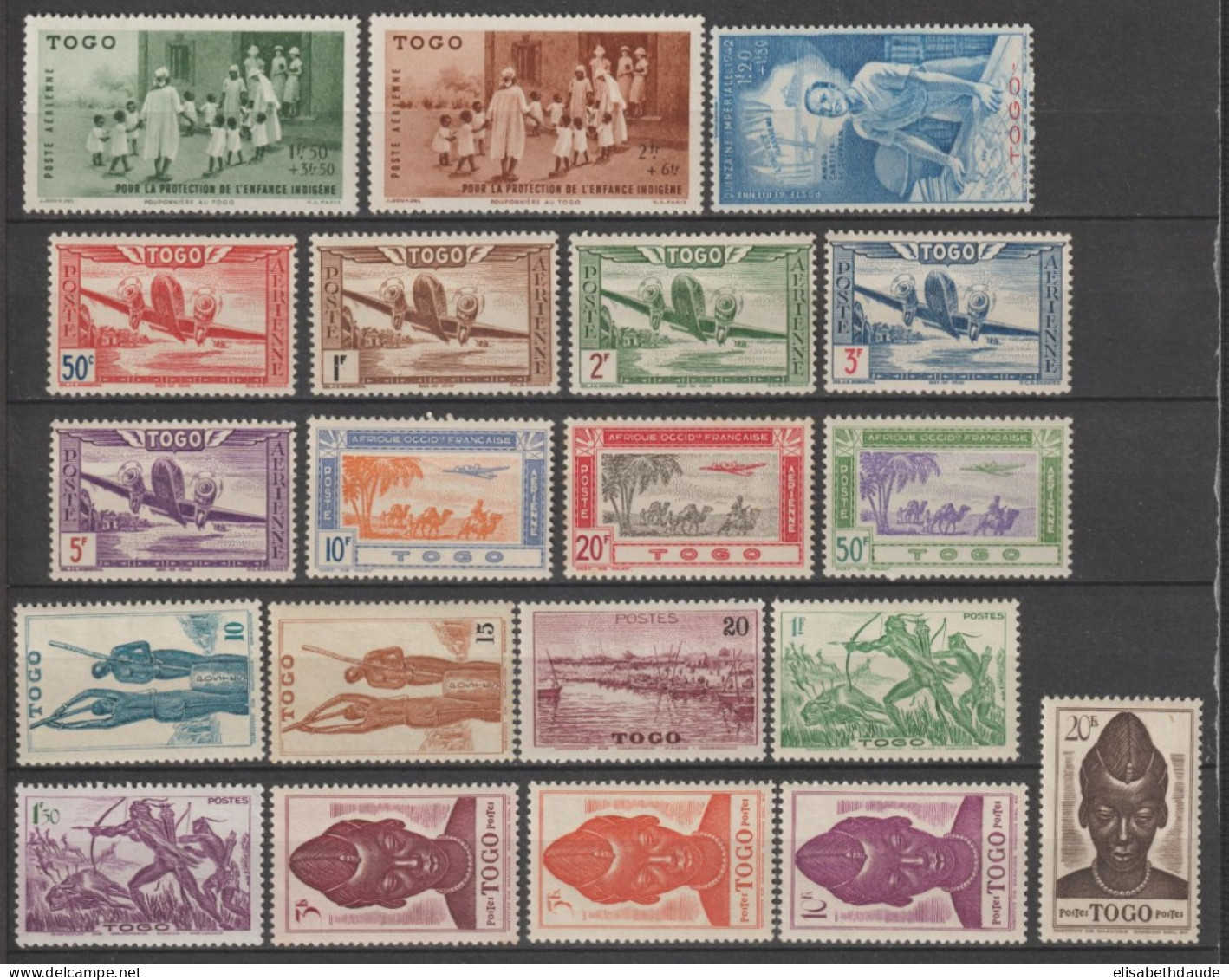 TOGO - 1942 - ANNEE COMPLETE AVEC POSTE AERIENNE ! YVERT N° 217/225 + A6/16 ** MNH - COTE = 35 EUR. - Nuevos