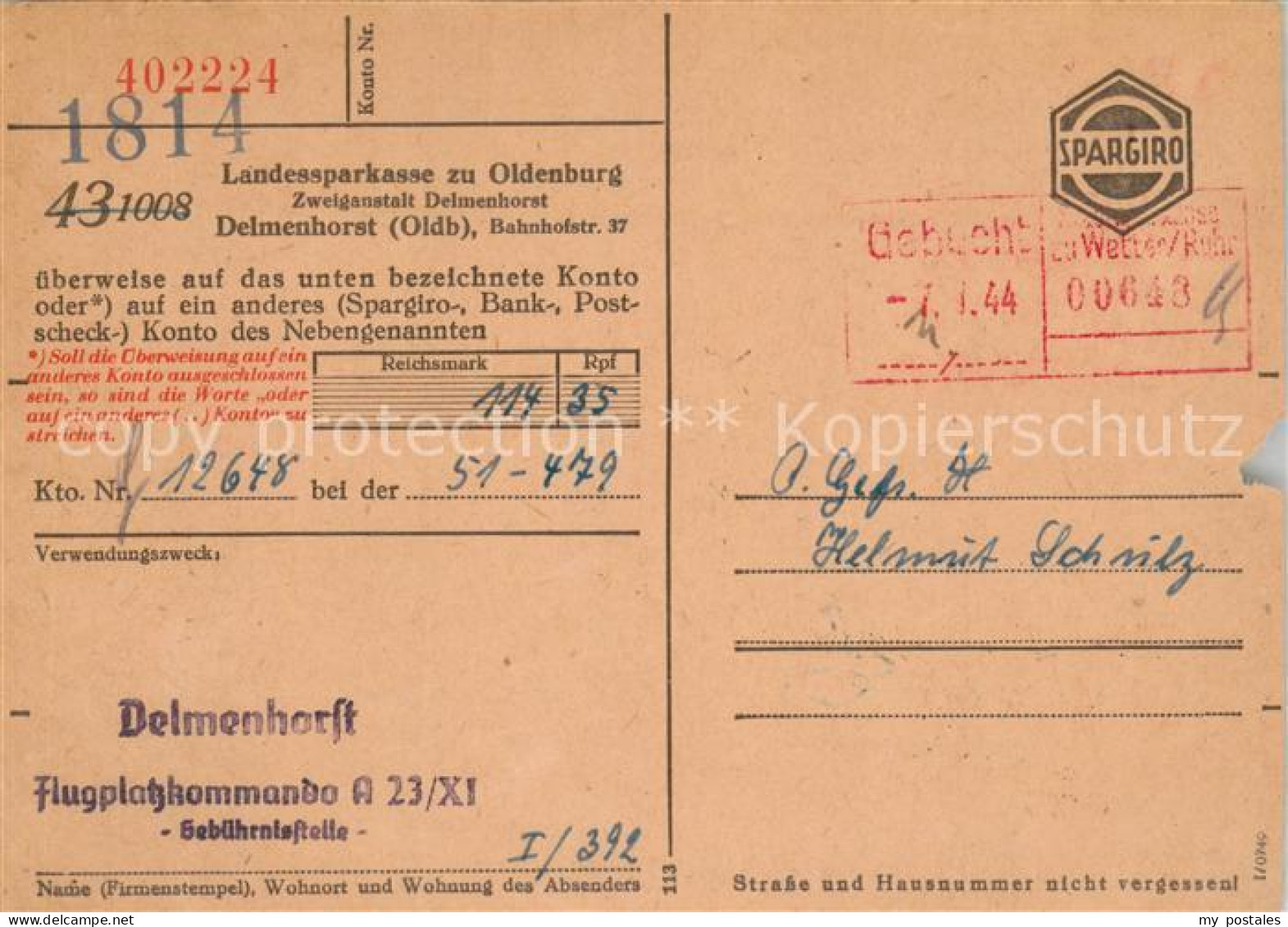 73695487 Delmenhorst Landessparkasse Zu Oldenburg Ueberweisung Delmenhorst - Delmenhorst