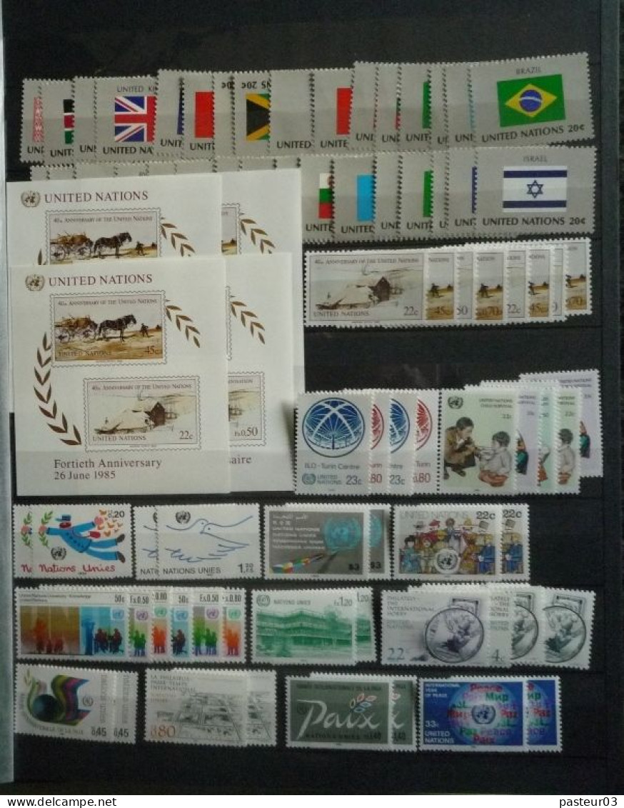Nations Unies Collection nombre important de timbres et blocs et  plus 32 feuillets drapeaux N° 2