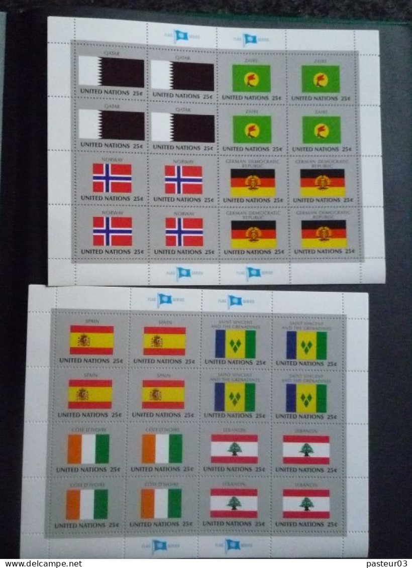 Nations Unies Collection nombre important de timbres et blocs et  plus 32 feuillets drapeaux N° 2