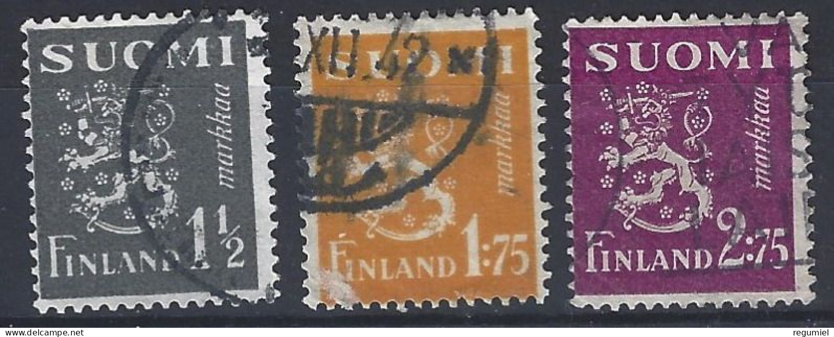 Finlandia U  222/224 (o) Usado.1940 - Usados