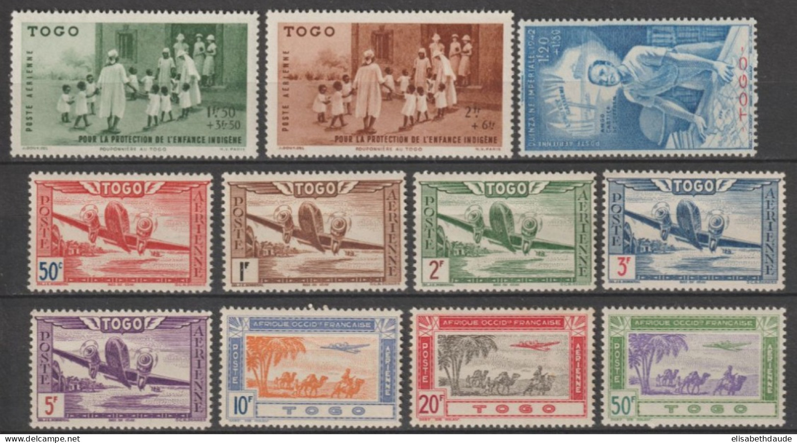 TOGO - 1942 - POSTE AERIENNE COMPLETE ! YVERT N°A6/16 ** MNH - COTE = 19 EUR. - Unused Stamps