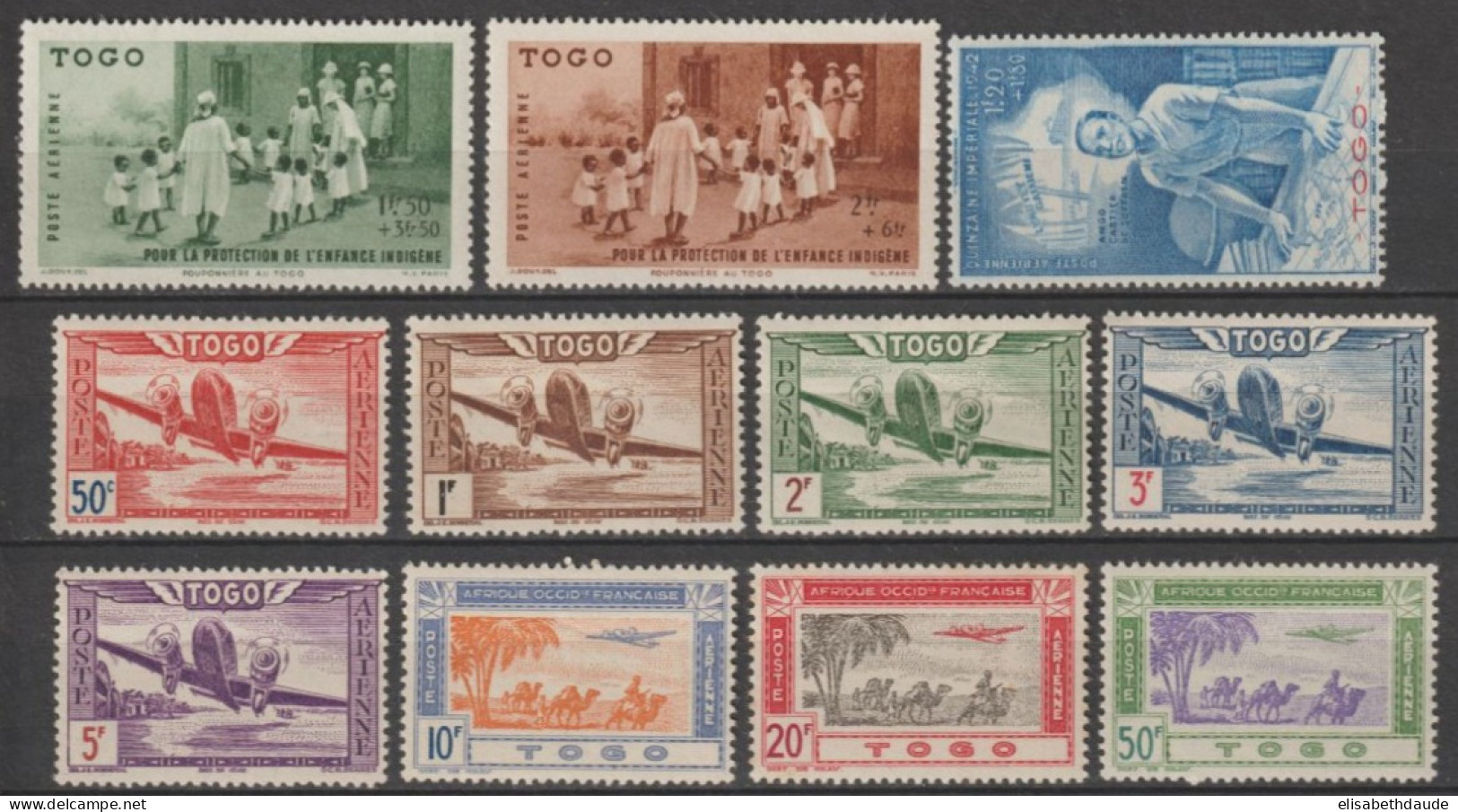 TOGO - 1942 - POSTE AERIENNE COMPLETE ! YVERT N°A6/16 ** MNH - COTE = 19 EUR. - Ongebruikt