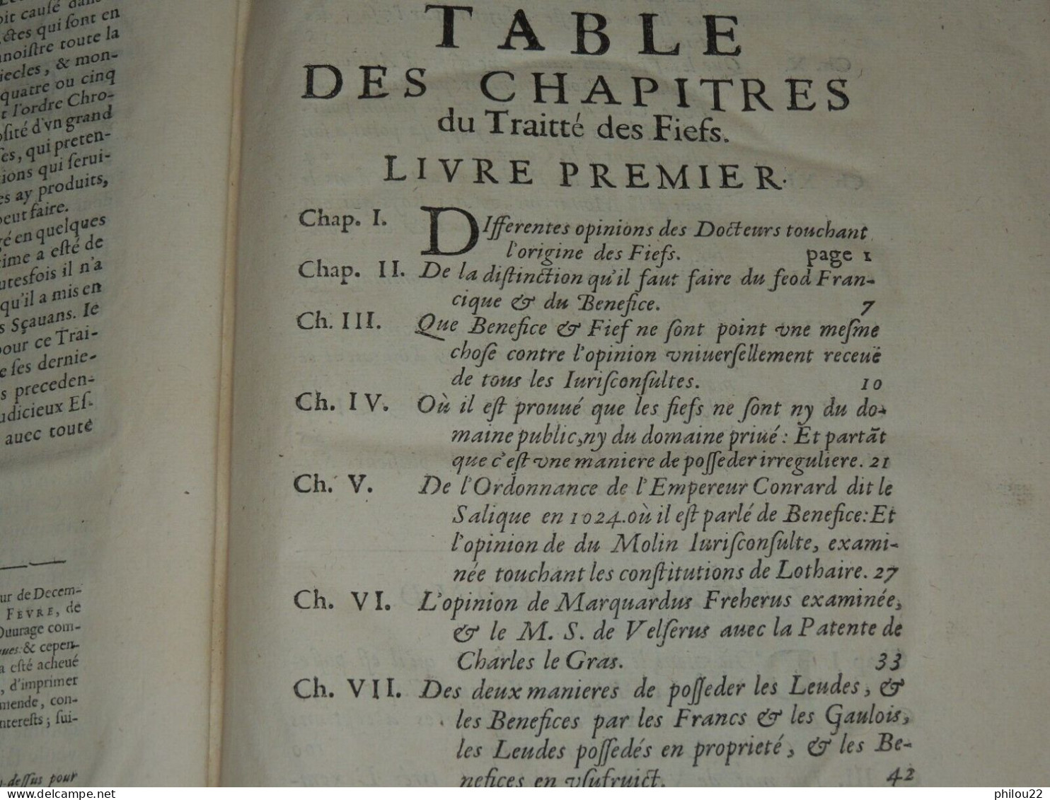 CHANTEREAU LE FEBVRE - Traité Des Fiefs Et De Leur Origine... In-folio 1662 E.O. - Before 18th Century