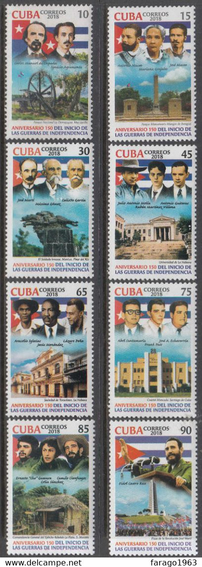 2018 Cuba Revolution Anniversary Independence War Che Guevara  Complete Set Of 8 MNH - Unused Stamps