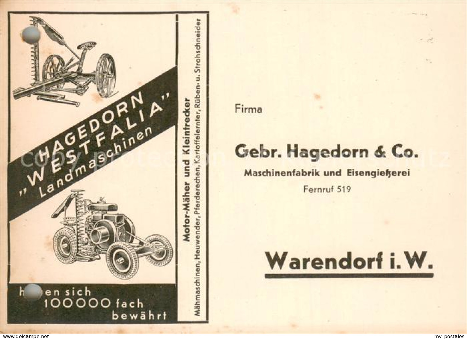 73695176 Warendorf Gebr Hagedorn Maschinenfabrik Warendorf - Warendorf