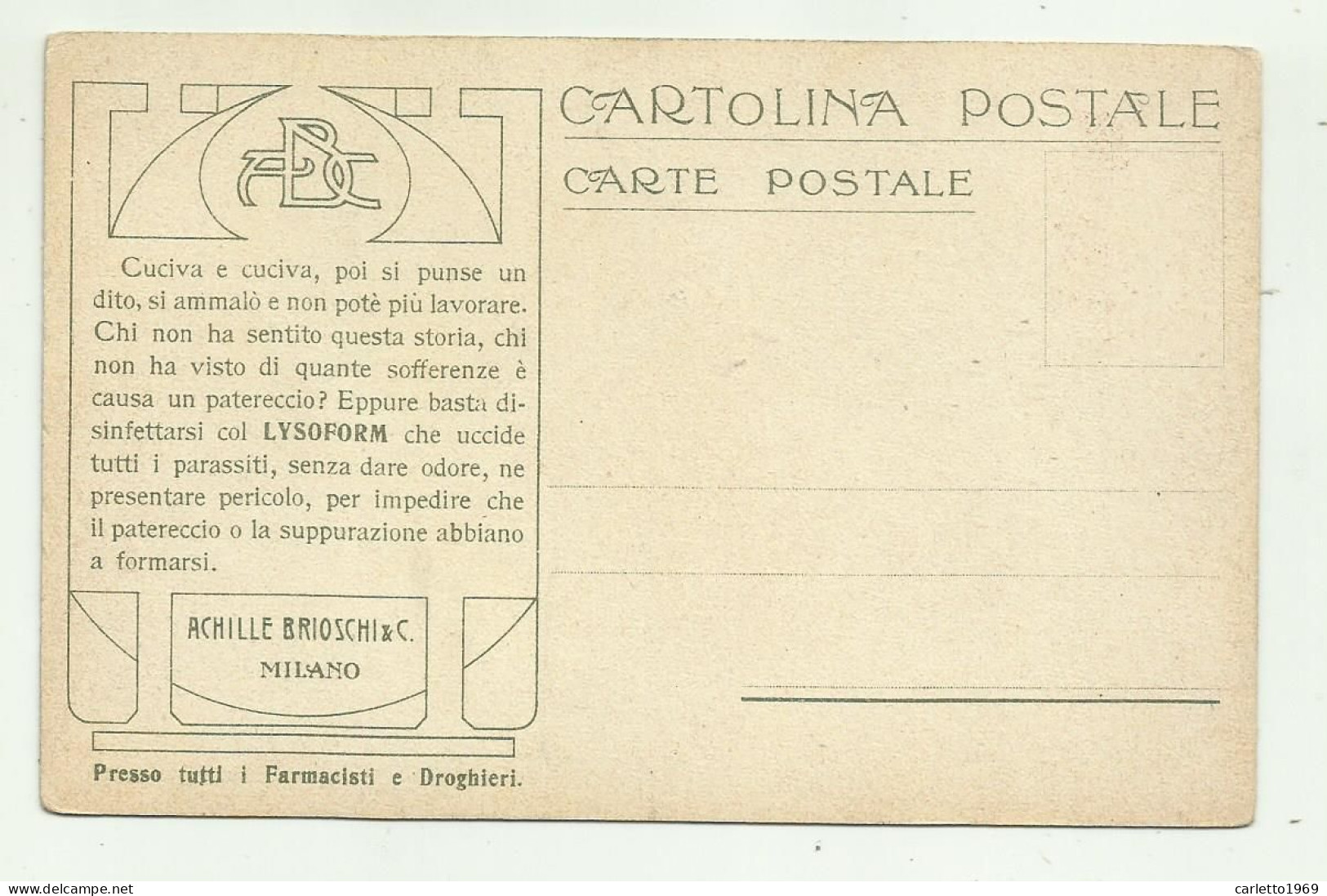 8 CARTOLINE LA POSTA IN - RETRO PUBBLICITA' ACHILLE BRIOSCHI & C. MILANO  - NV  FP - Post