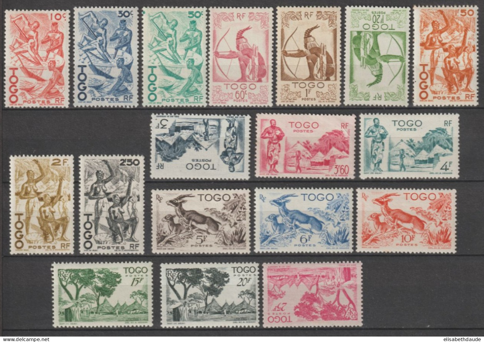 TOGO - 1947 - SERIE COMPLETE YVERT N°236/253 ** MNH (3 TIMBRES * MLH RETOURNES) - COTE = 35 EUR. - Ungebraucht