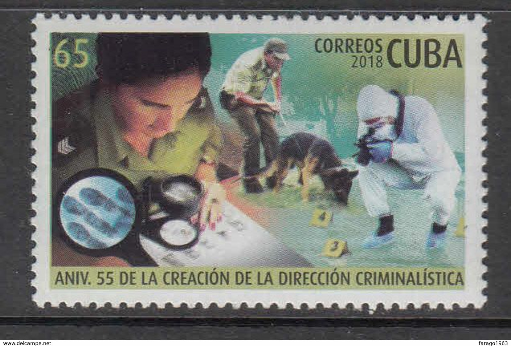 2018 Cuba Forensic Investigation Police Science Dogs Complete Set Of 1 MNH - Unused Stamps