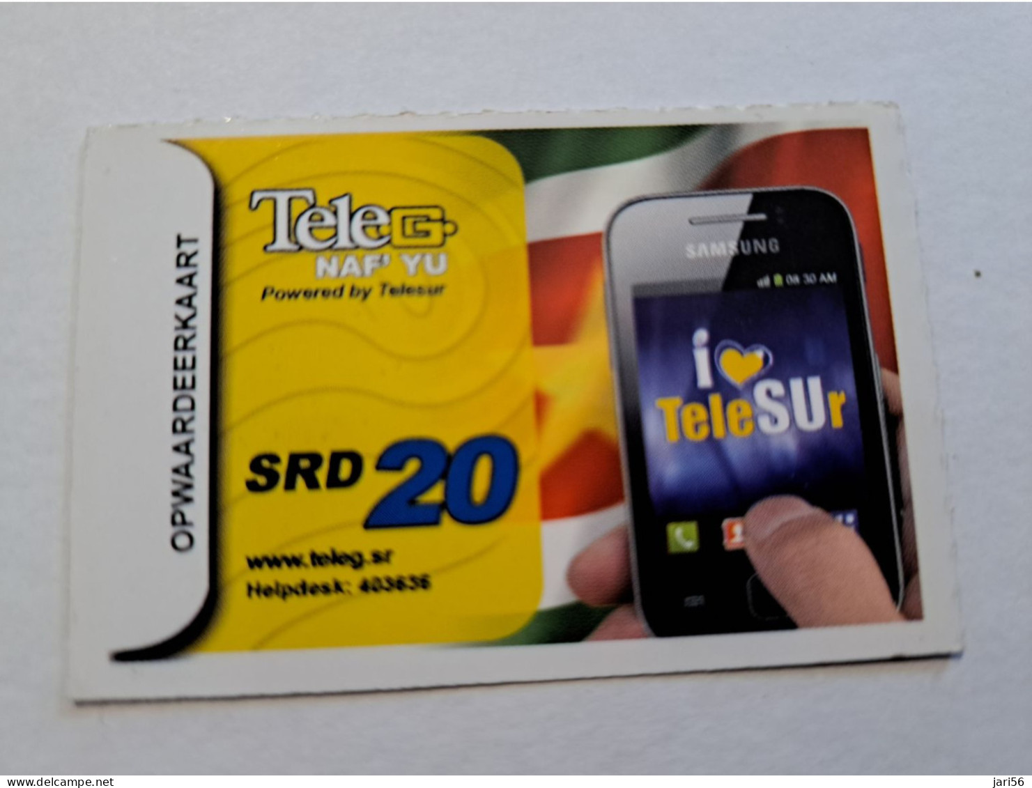 SURINAME US 20,-  / UNITS GSM  PREPAID/  / I LOVE TELE SUR     /    MOBILE CARD    **16294 ** - Surinam