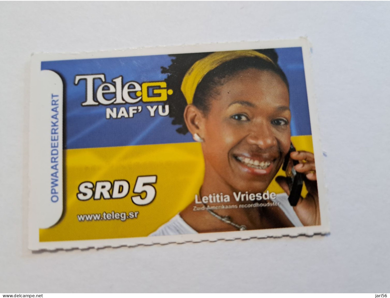 SURINAME US 5-  / UNITS GSM  PREPAID/  / LETITIA  VRIESDE      /    MOBILE CARD    **16297 ** - Suriname