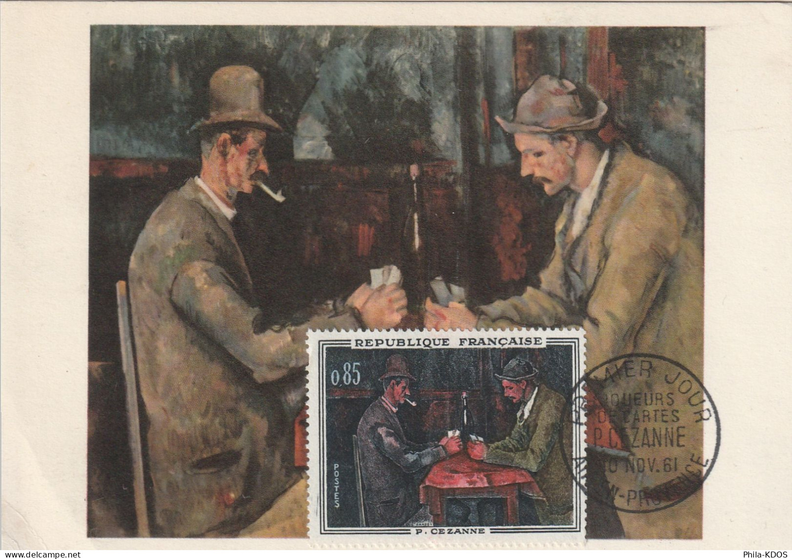 " LES JOUEURS DE CARTES De PAUL CEZANNE " Sur Carte Maximum De 1961 Edit HAZAN. N° YT 1321 Parfait état CM à Saisir !! - Otros & Sin Clasificación