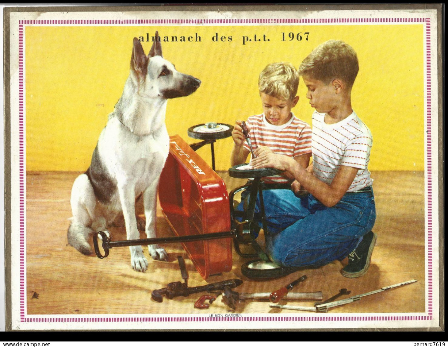 Almanach  Calendrier  P.T.T  -  La Poste -  1967 - Enfant - Chien - Grand Format : 1961-70
