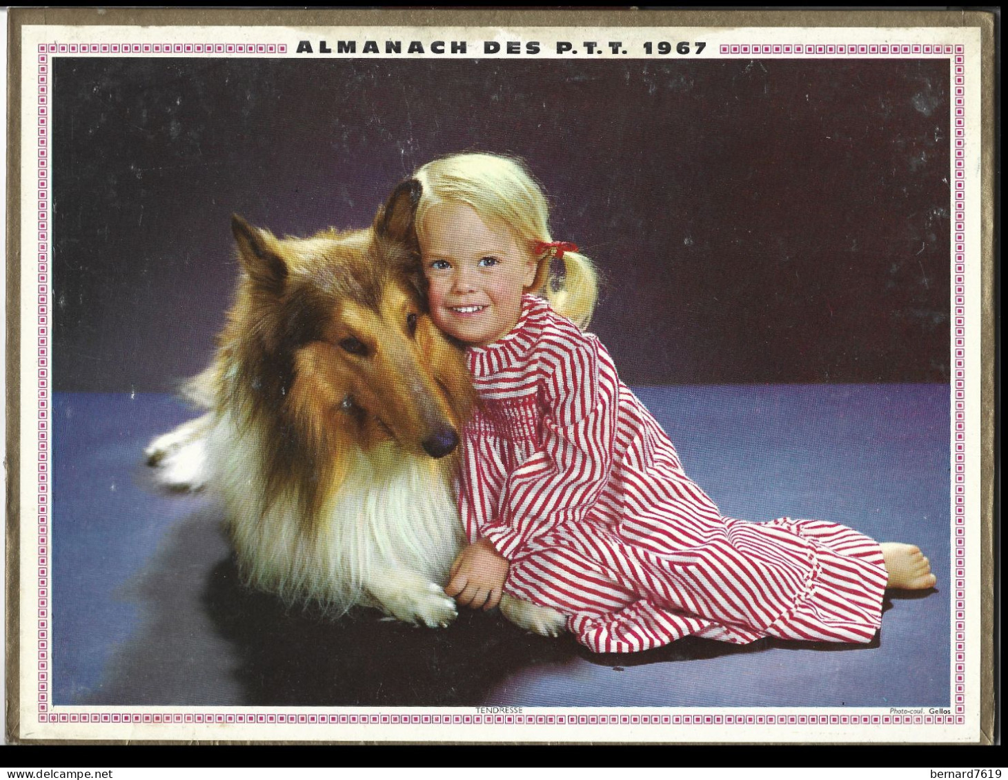 Almanach  Calendrier  P.T.T  -  La Poste -  1967 - Enfant - Chien - Big : 1961-70