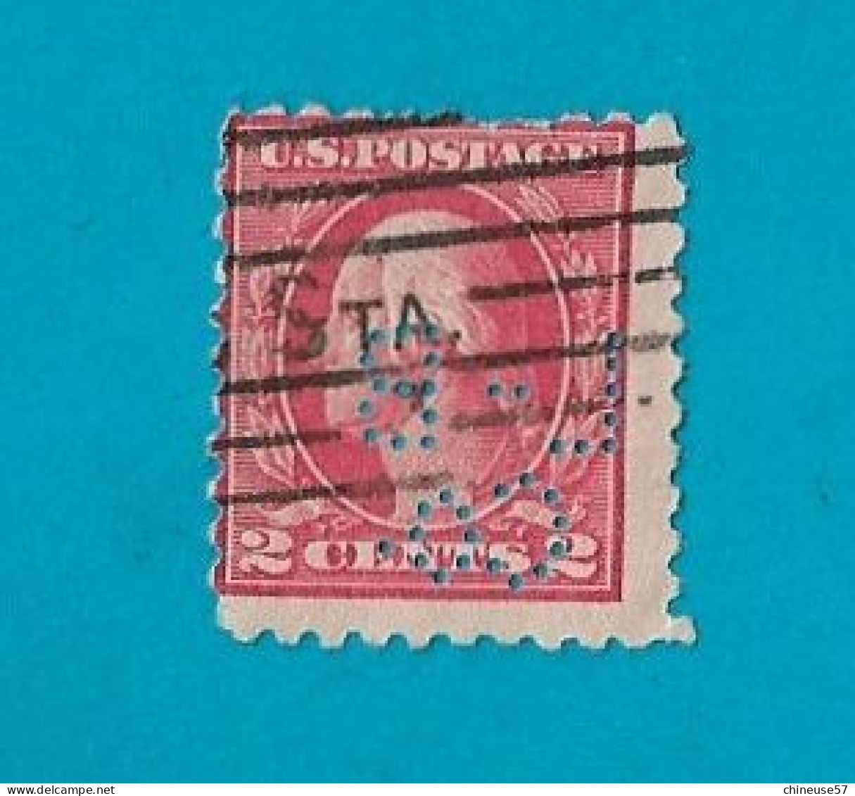 US Postage 2 Cents Perforé - Perfin