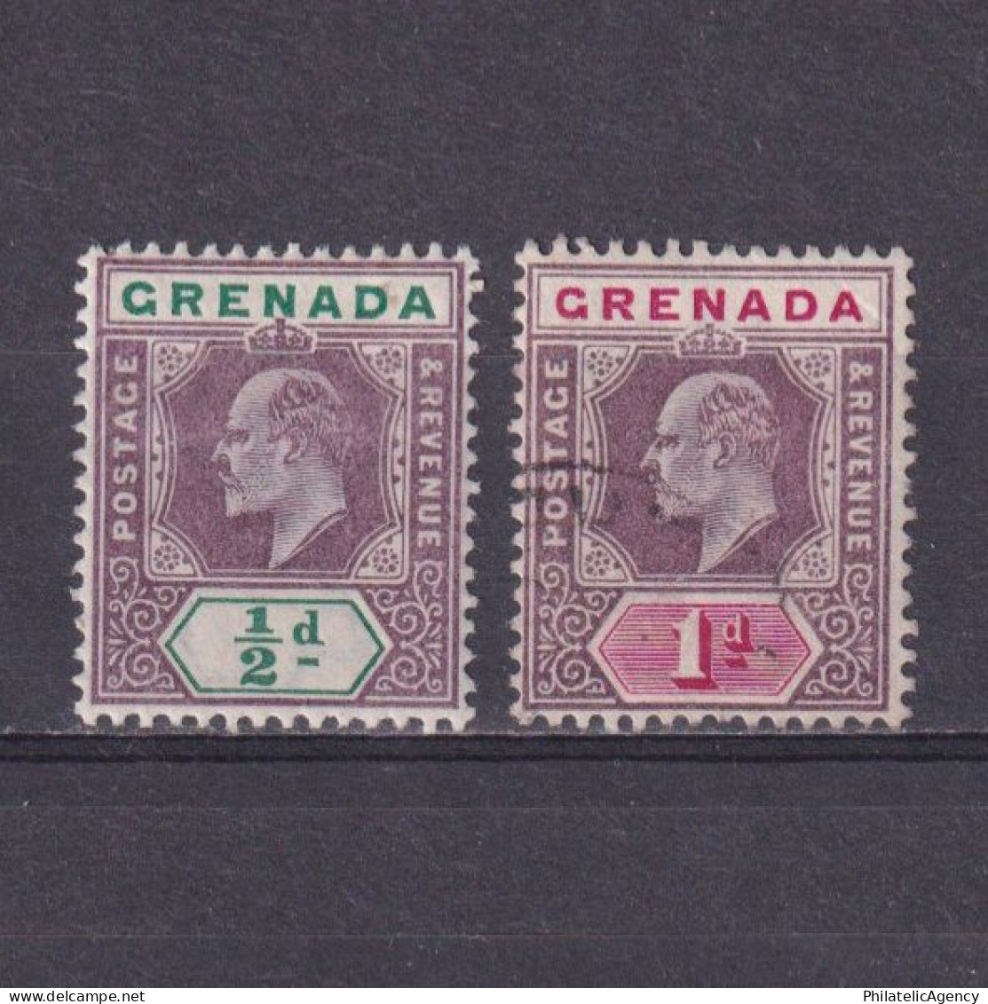 GRENADA 1902, SG #57-58, Part Set, King Edward VII, Wmk Crown CA, MH/Used - Grenada (...-1974)