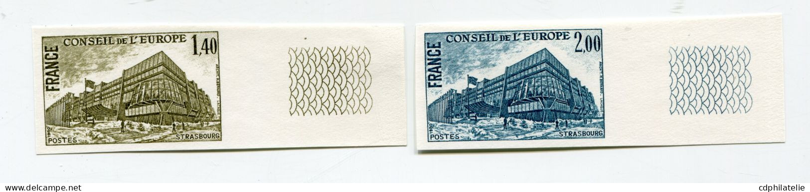 FRANCE TIMBRES DE SERVICE N°63 / 64 ** NON DENTELES CONSEIL DE L'EUROPE PALAIS DE L'EUROPE - 1971-1980