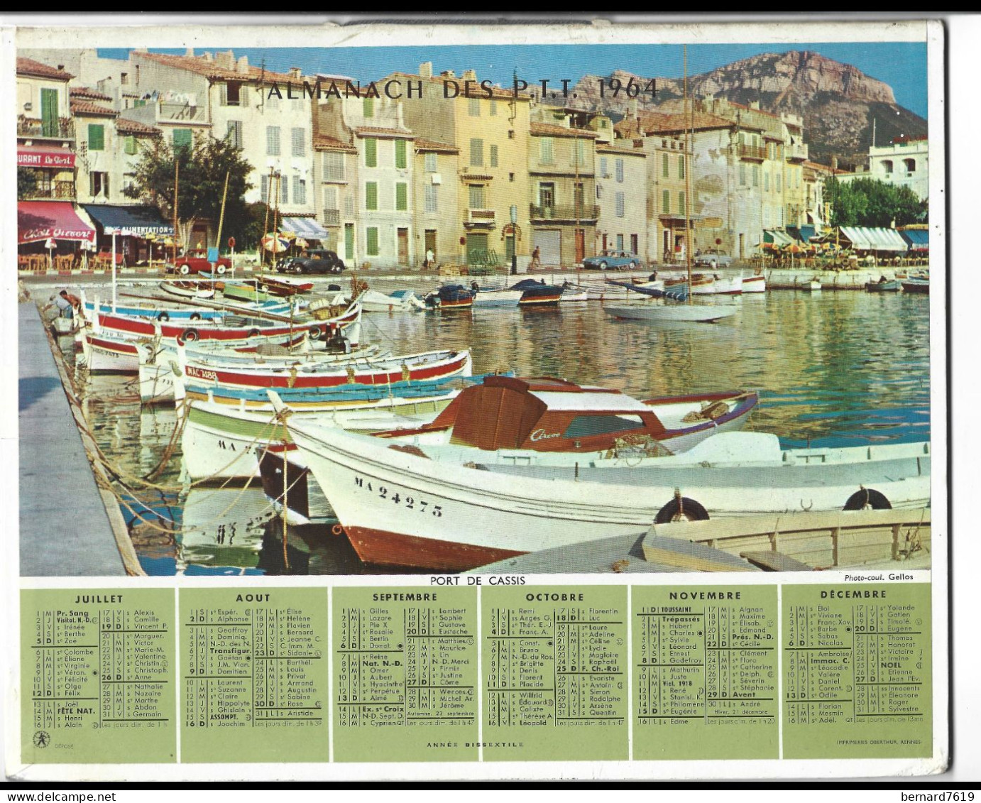 Almanach  Calendrier  P.T.T  -  La Poste -  1964 - Paturage Au Col D'aspin -  Port De Cassis - Grand Format : 1961-70