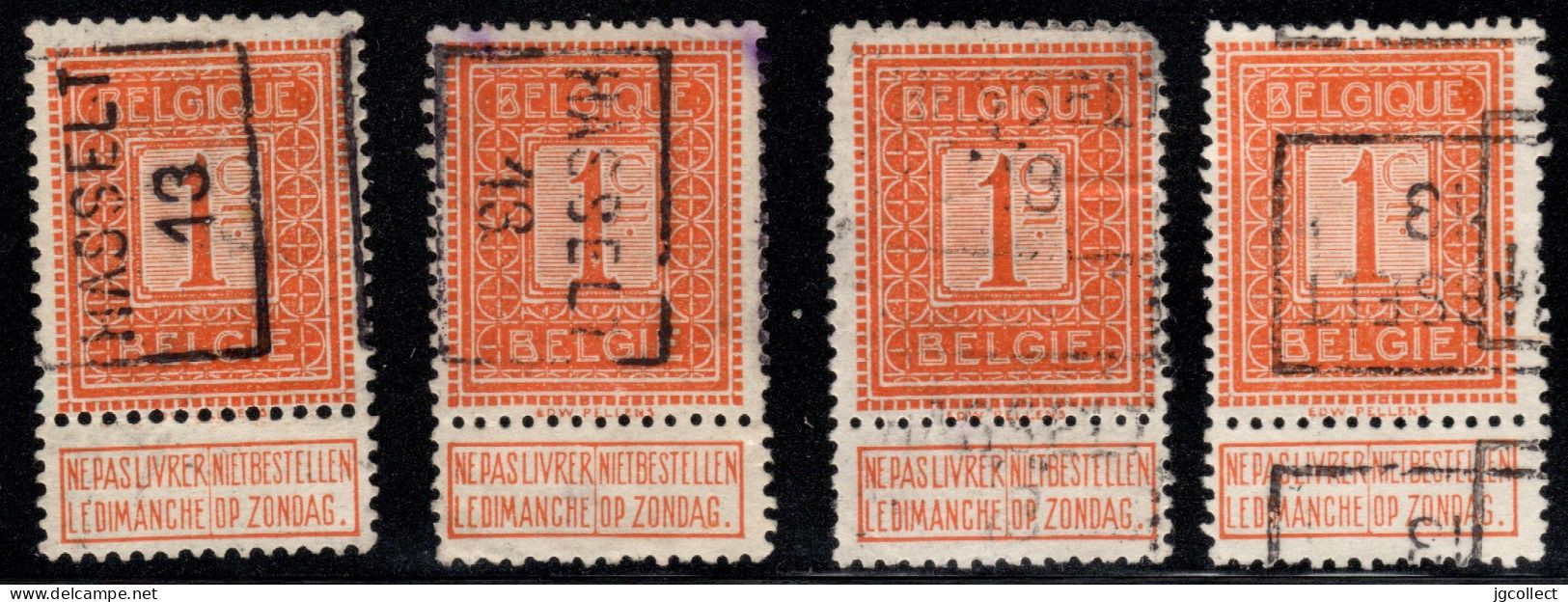 Preo's (108) "HASSELT 13"  OCVB 2149  A+B+C+D - Rollenmarken 1910-19
