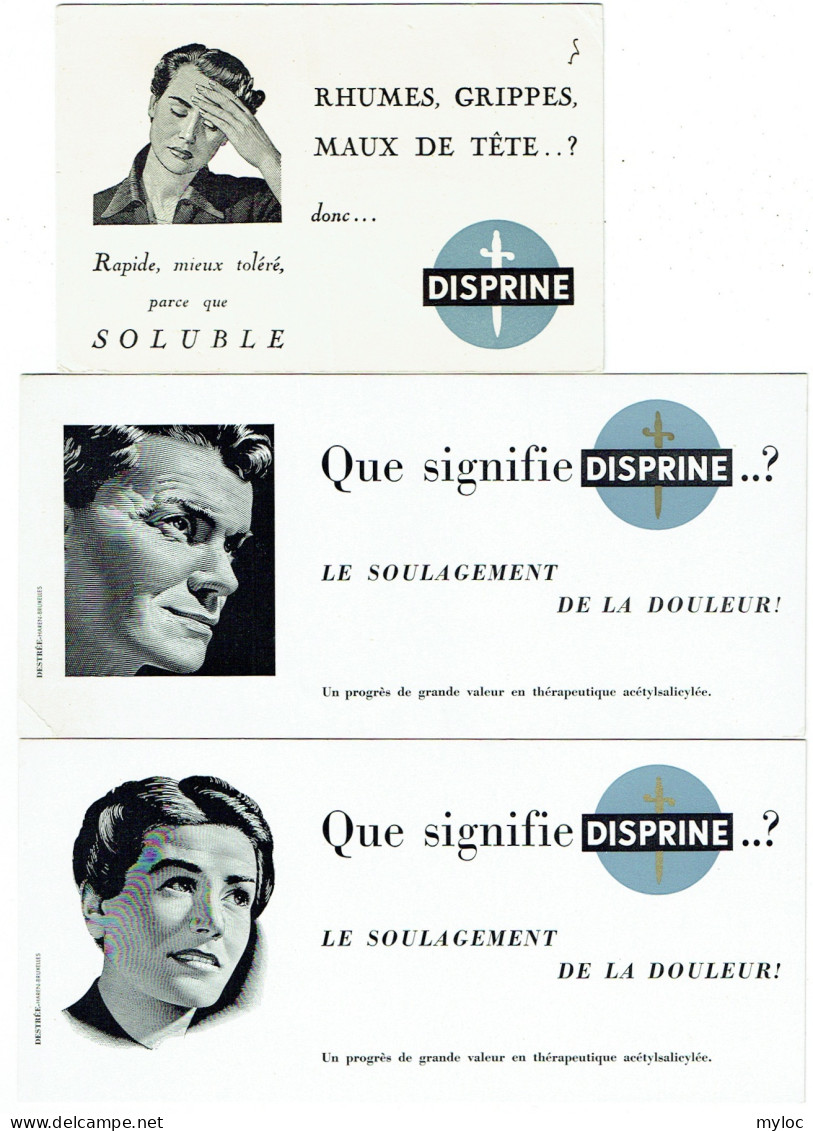 Lot De 3 Buvards. Pharmacie. DISPRINE. Rhumes, Grippes... - Droguerías