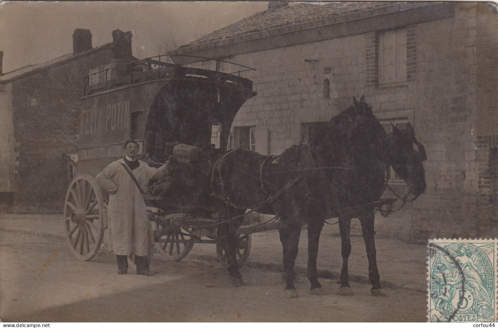 Attelage De Livraison FELIX - POTIN Non Situé - Très Rare Carte Photo. - A Identifier. - Verkopers