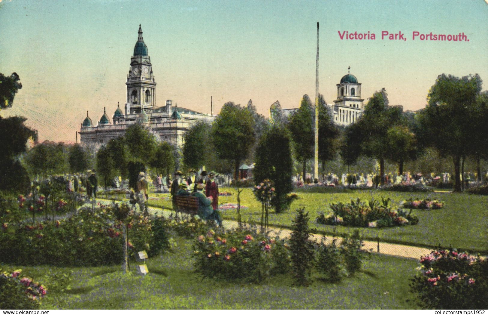 PORTSMOUTH, HAMPSHIRE, VICTORIA PARK, ARCHITECTURE, TOWER WITH CLOCK, ENGLAND, UNITED KINGDOM, POSTCARD - Portsmouth