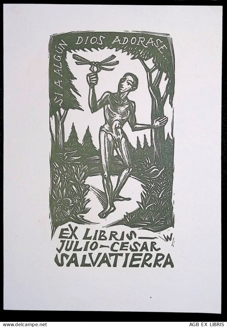 EX LIBRIS REMO WOLF Per JULIO CESAR SALVATIERRA L24-F01 - Exlibris