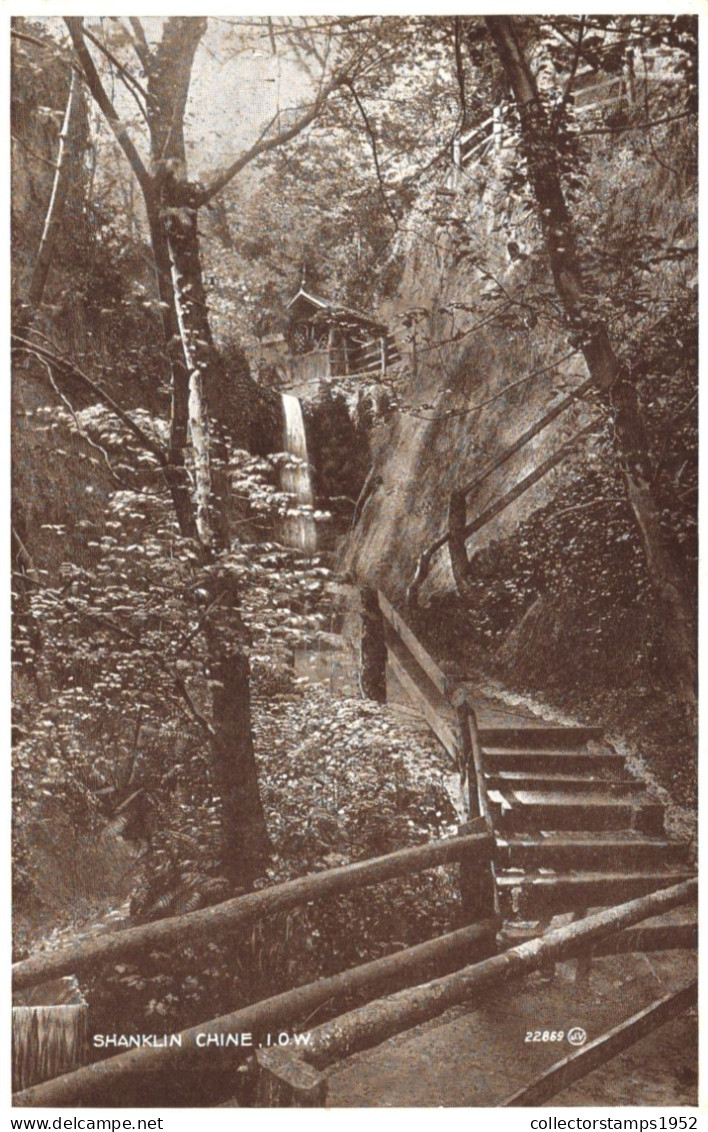 SHANKLIN, ISLE OF WIGHT, ARCHITECTURE, WATERFALL, ENGLAND, UNITED KINGDOM, POSTCARD - Shanklin