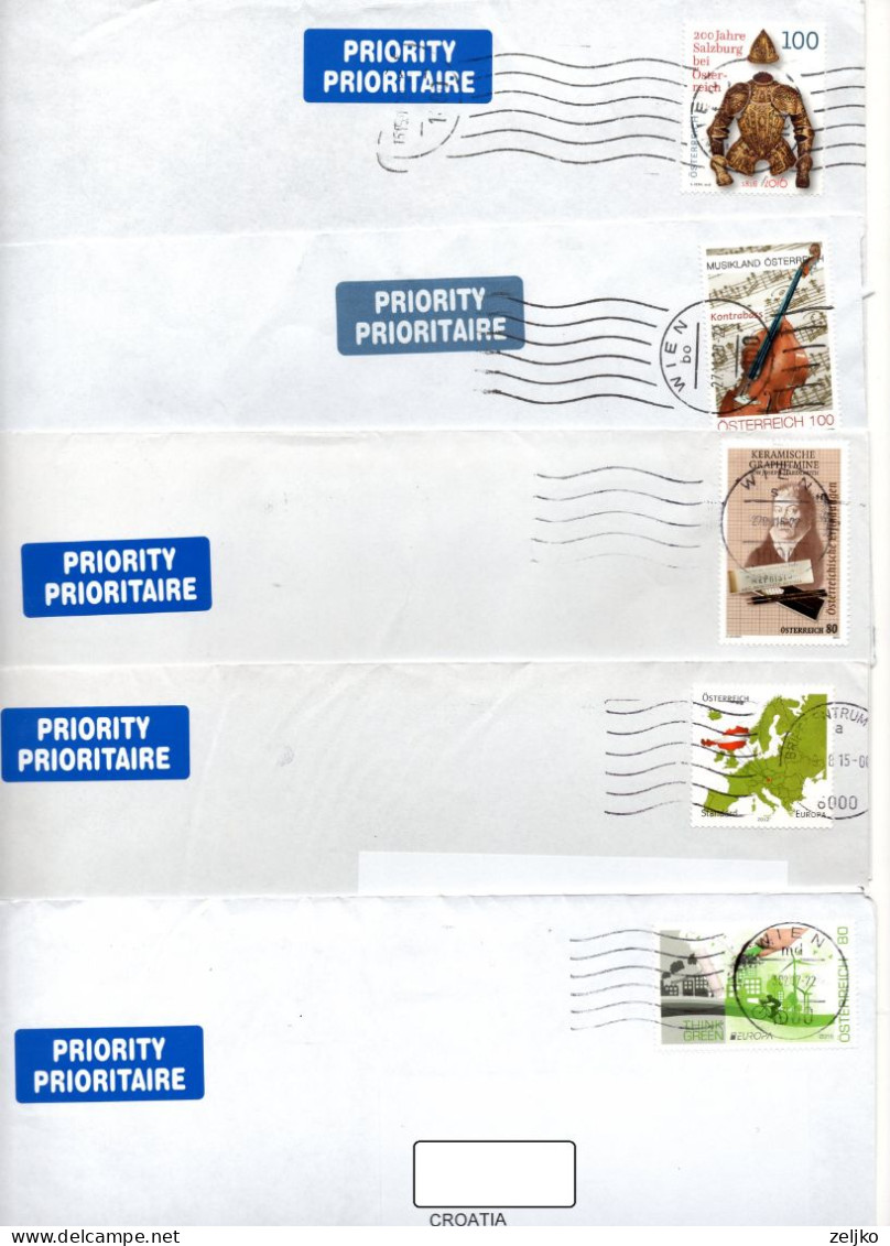 Austria, Lot 5 Air Mailed Letters ( Used Stamps ) - Storia Postale