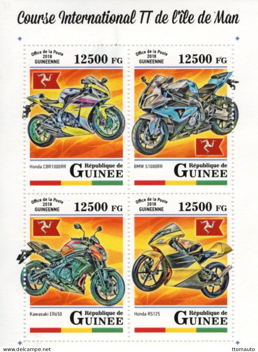 Guinée 2018 - Course International TTde L'ile De Man -  BMW-Honda CBR-Kawasaki ER650 - 4v Sheet Neuf/Mint/MNH - Motorräder