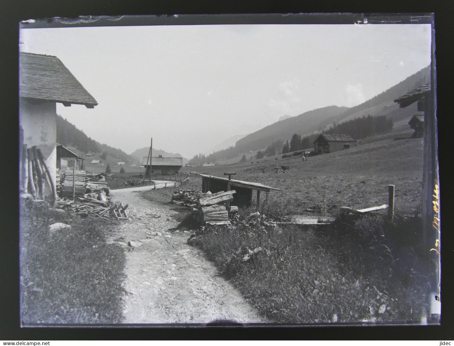 Ancienne Photo Négatif Sur Plaque De Verre Col Des Mosses 1900 Près De Ormont Dessous Leysin L'Étivaz Rossinière Aigle. - Ormont-Dessous