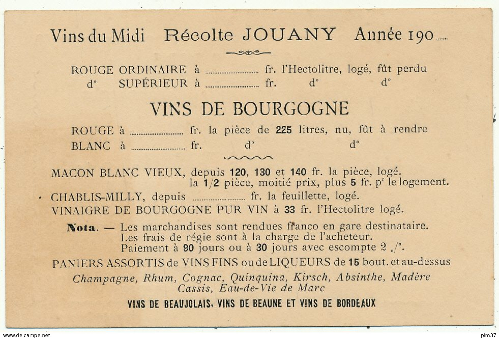 LE MEE - Carte De Visite - P. JOUANY, Ancien Inspecteur Des Postes Devenu Ambulant Pour Les Vins - Le Mee Sur Seine