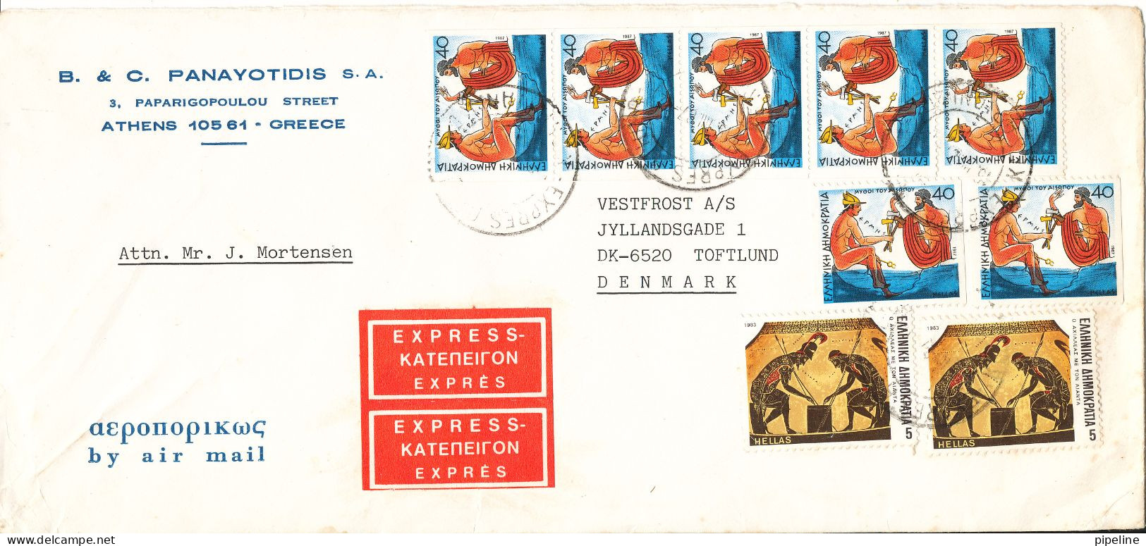 Greece Cover Sent Express Air Mail To Denmark 1967 - Storia Postale