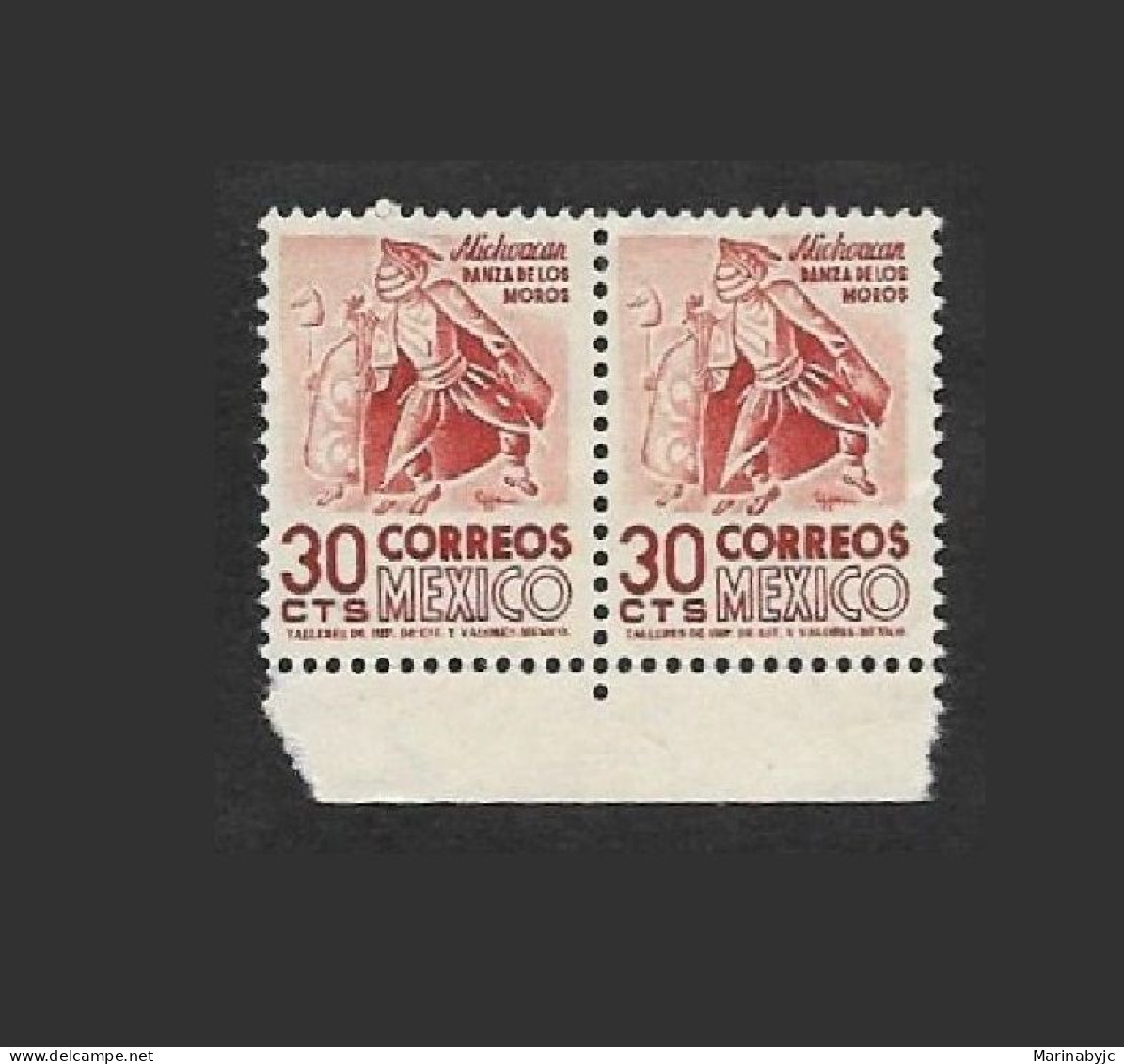 SE)1950-52 MEXICO, MICHOACÁN, DANCE OF THE MOORS 30C SCT879, WMK. 350, B/2 MNH - Mexico