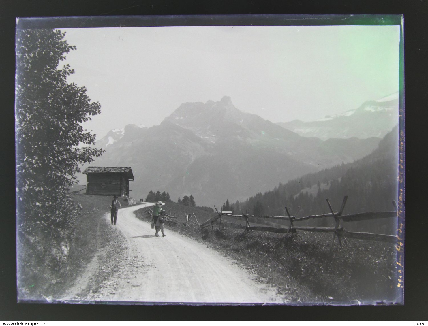 Ancienne Photo Négatif Plaque De Verre Col Du Pillon 1900 Ormont Dessus Dessous Gsteig Bei Gstaad Les Diablerets Aigle - Ormont-Dessus 