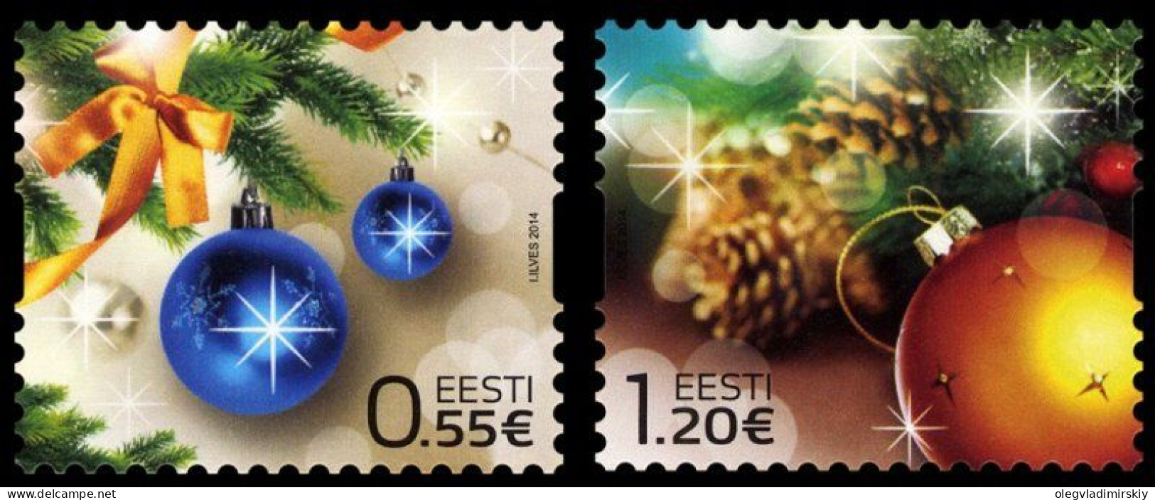 Estonia Estland Estonie 2014 Merry Christmas And Happy New Year ! Set Of 2 Stamps MNH - Estland