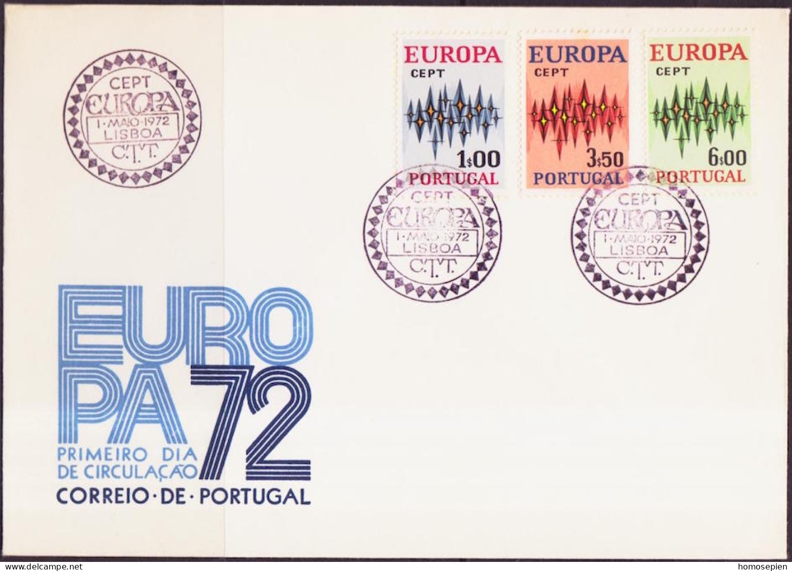Europa CEPT 1972 Portugal FDC Y&T N°1150 à 1152 - Michel N°1166 à 1168 - 1972