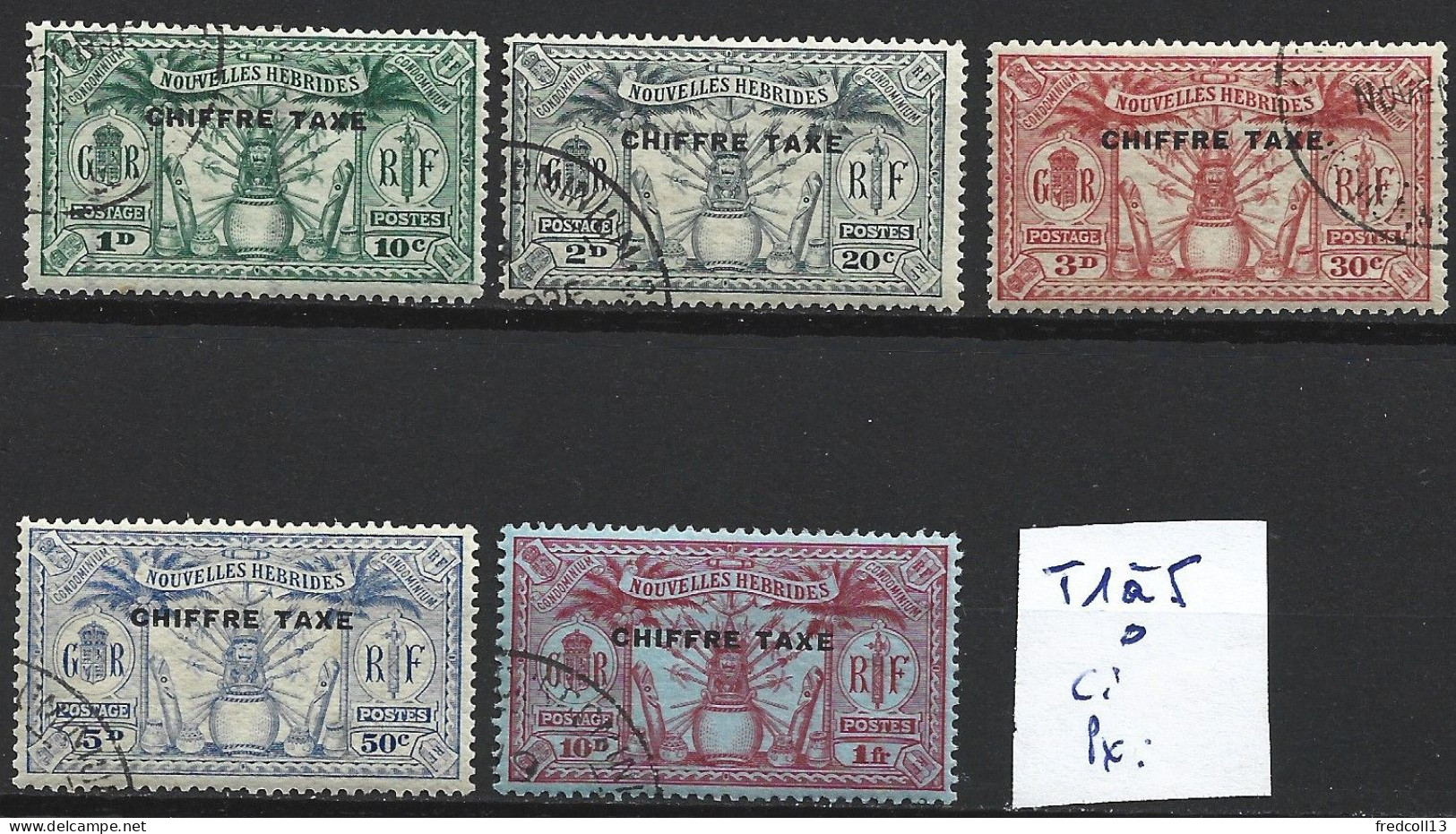 NOUVELLES-HEBRIDES TAXE 1 à 5 Oblitérés Côte 37.50 € - Timbres-taxe