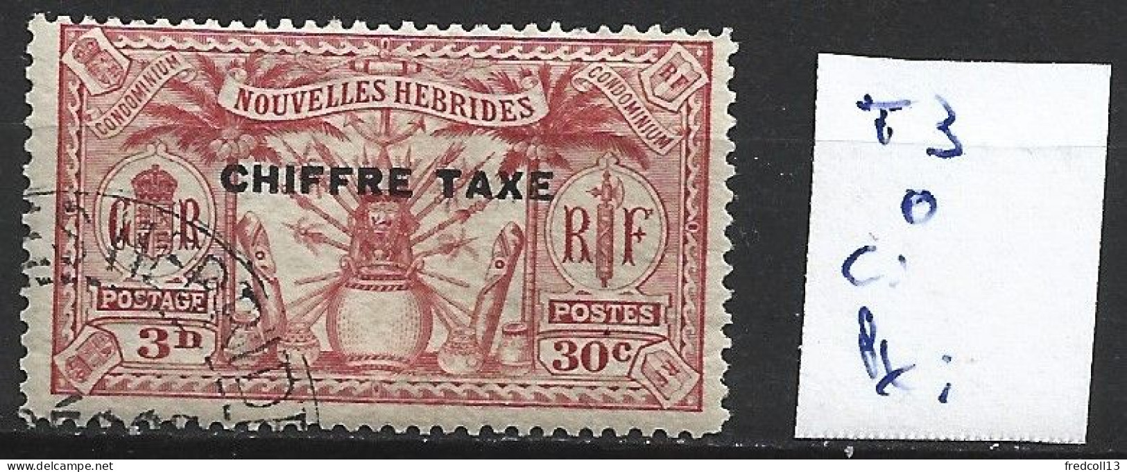 NOUVELLES-HEBRIDES TAXE 3 Oblitéré Côte 7.50 € - Timbres-taxe